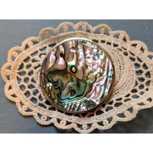 Vintage Abalone Brooch Mexico, Mother of Pearl Pin, Large Statement Brooch